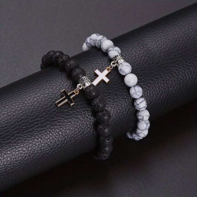 Kreuz Perlen Armband