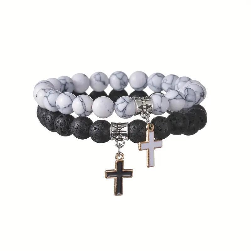 Kreuz Perlen Armband