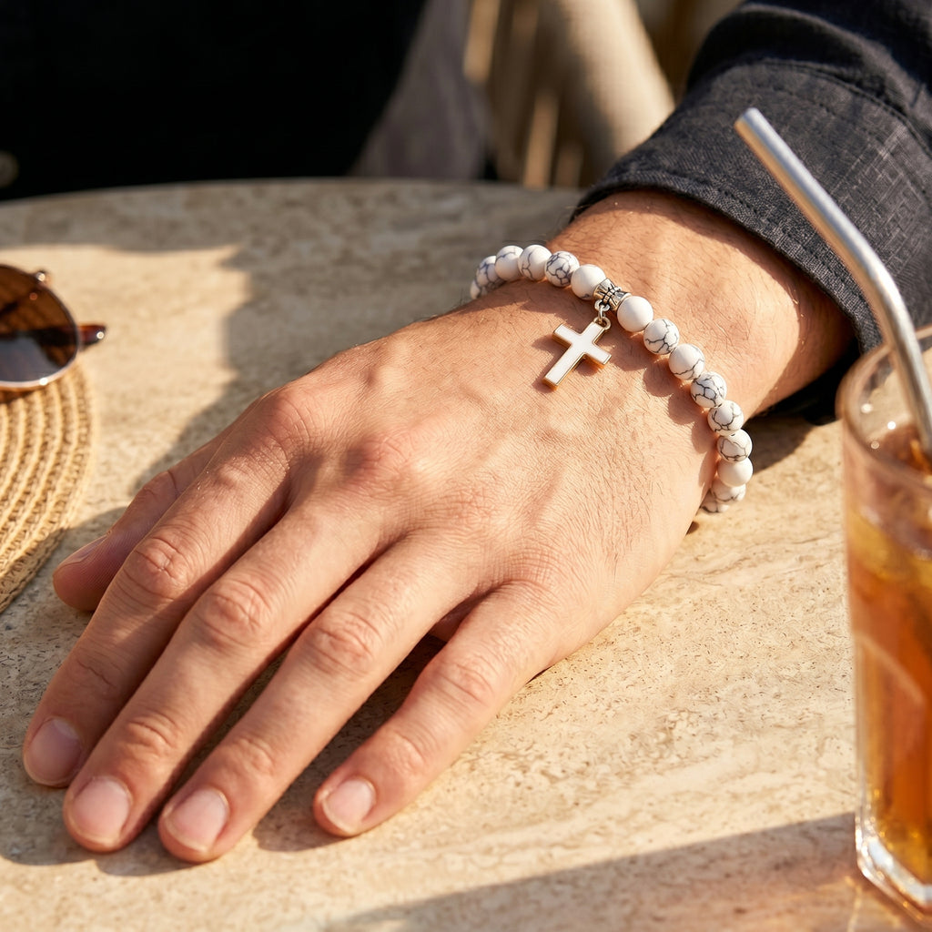 Kreuz Perlen Armband
